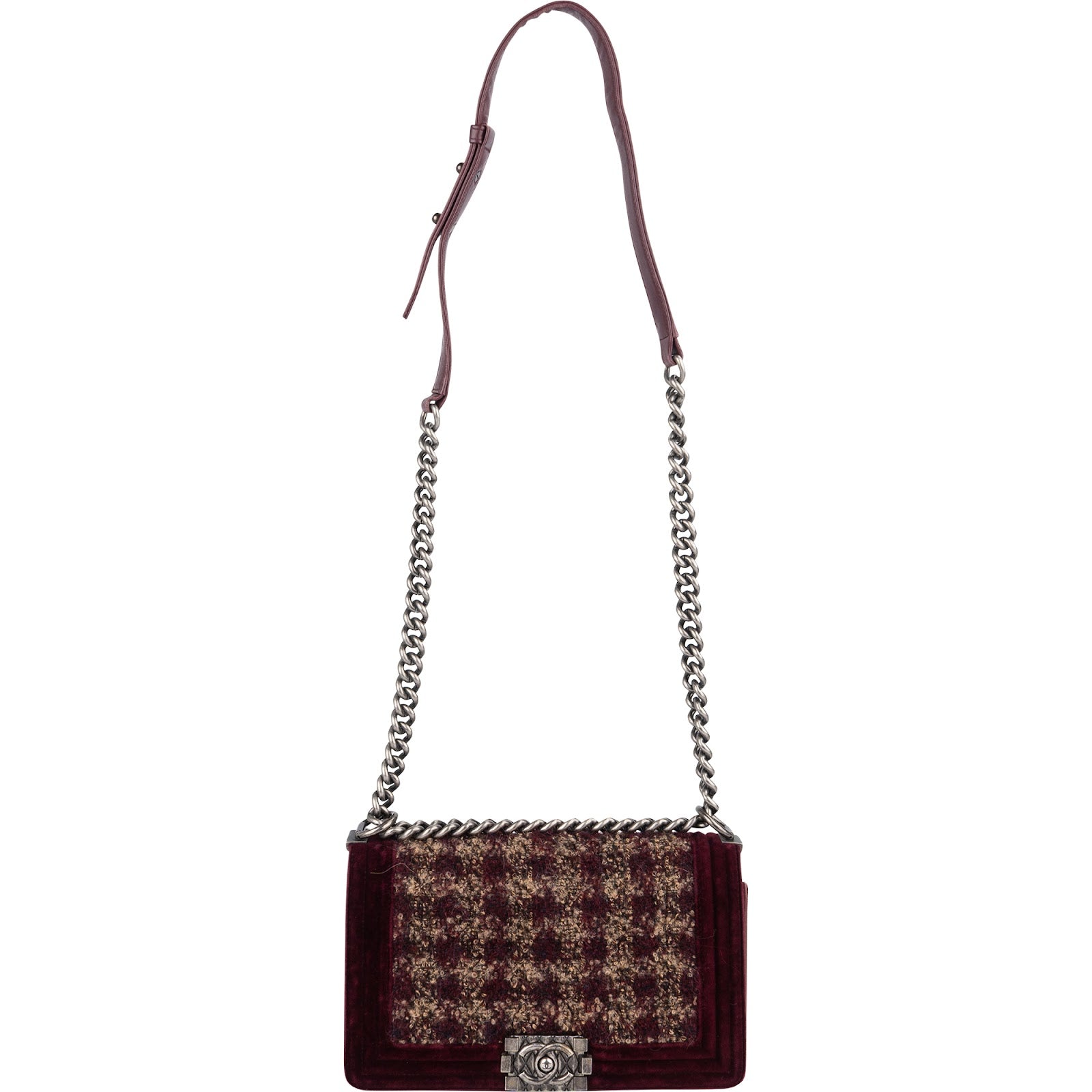 Chanel Velvet & Boucle Tweed Medium Boy Crossbody Bag