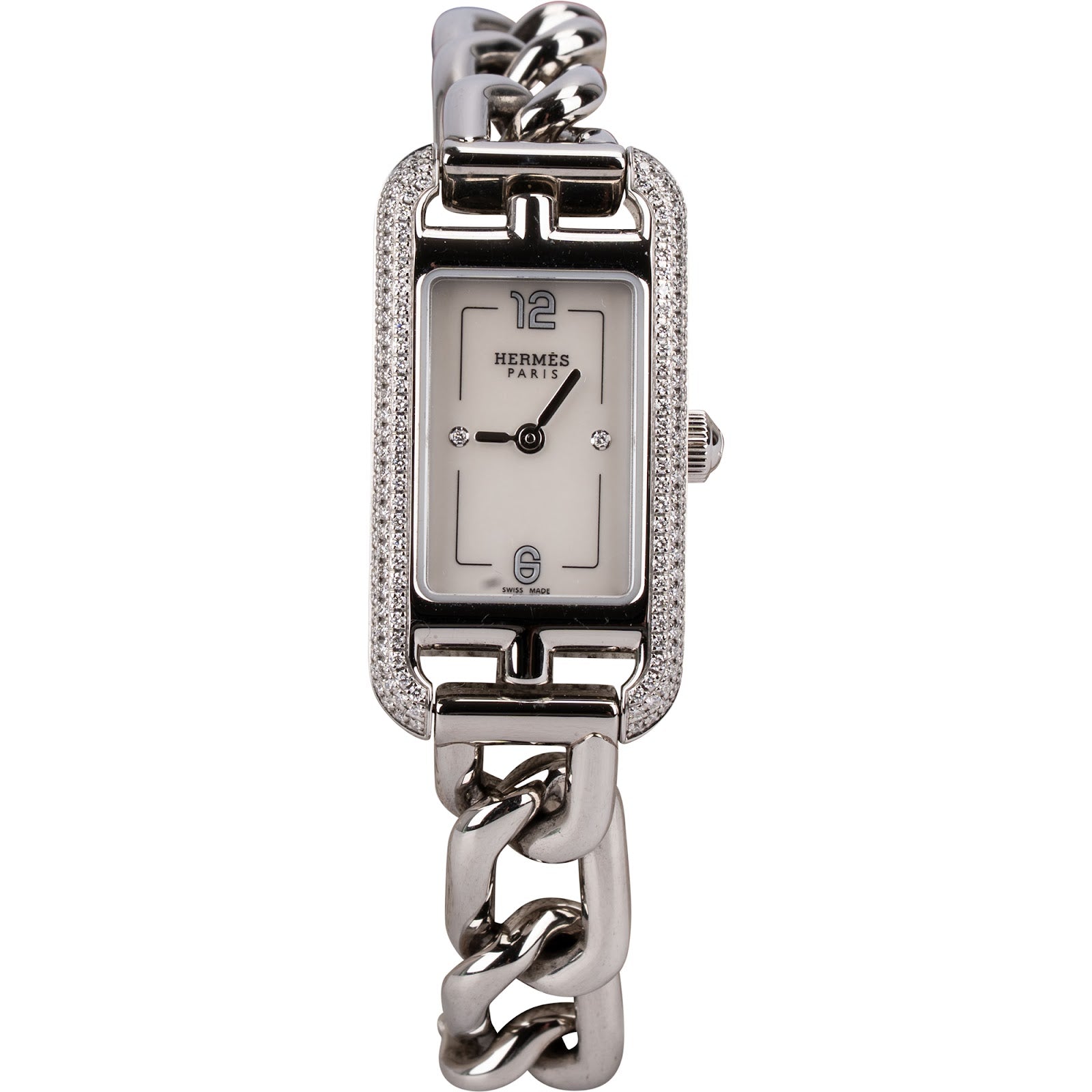 Hermès Mother of Pearl Dial Diamond Nantucket NA2.130 Watch