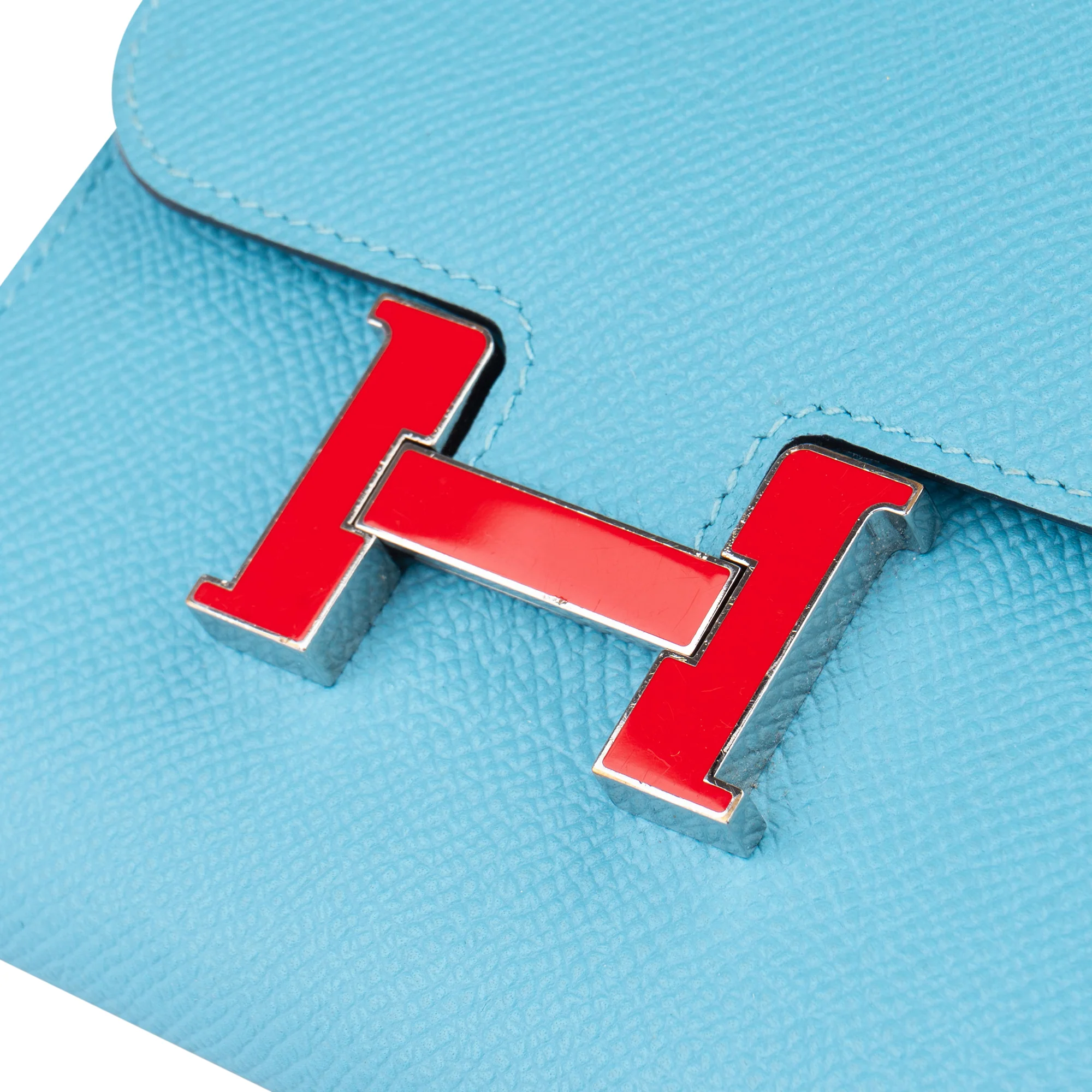 Hermès Blue Epsom Leather Constance Compact Wallet