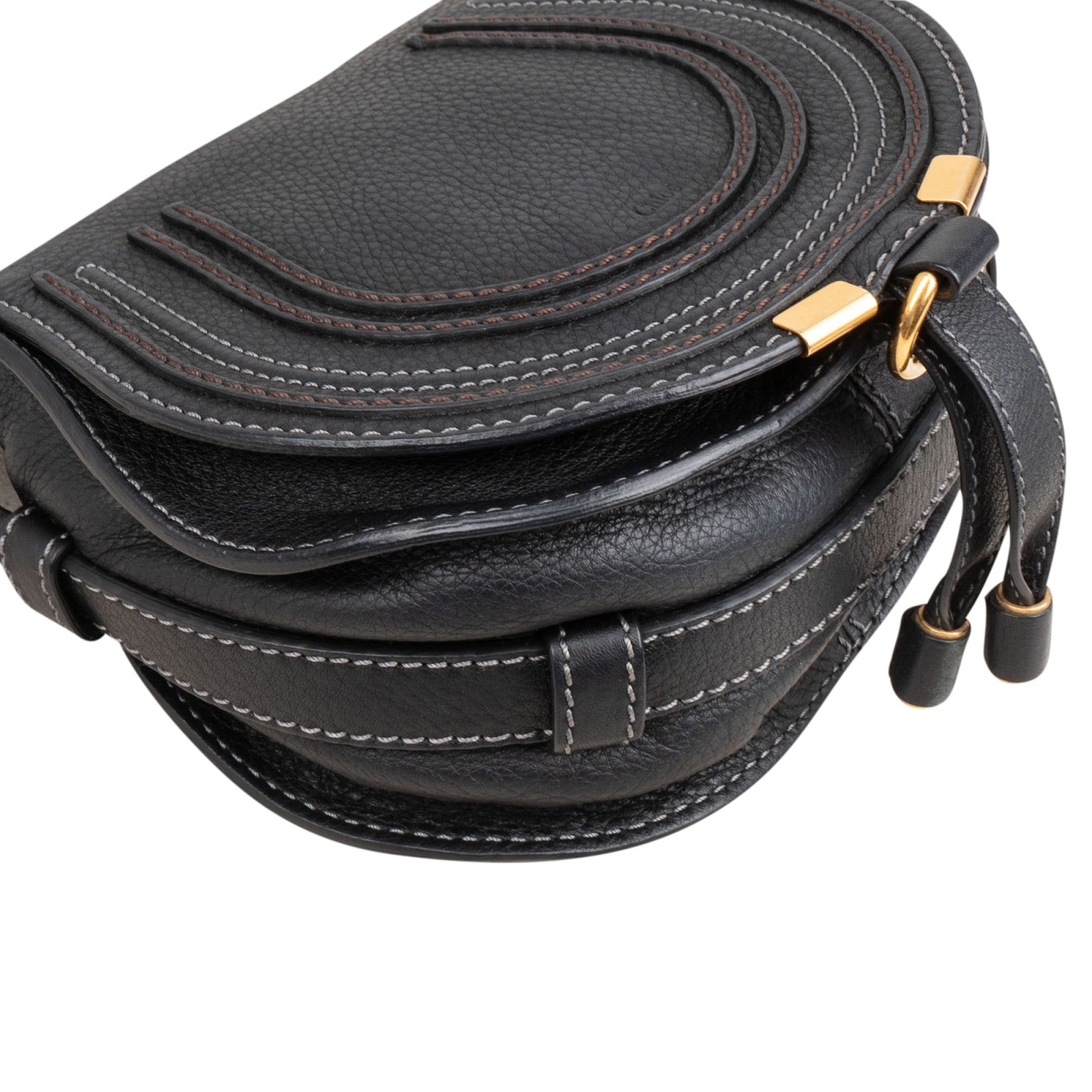 Chloé Grained Leather Mini Marcie Saddle Crossbody Bag