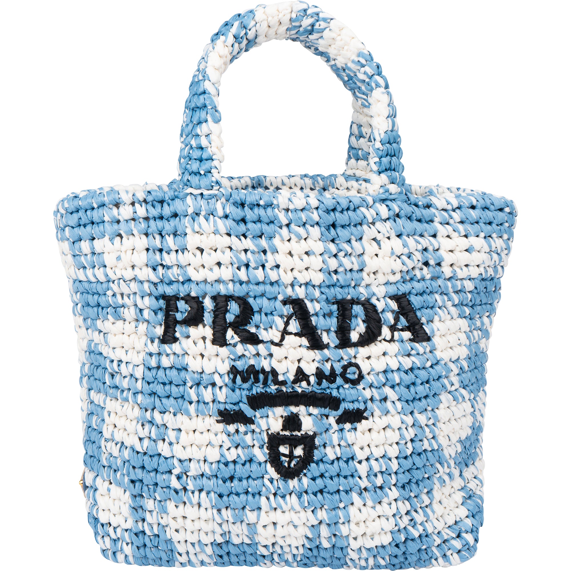 Prada Blue Gaufre Raffia Handbag