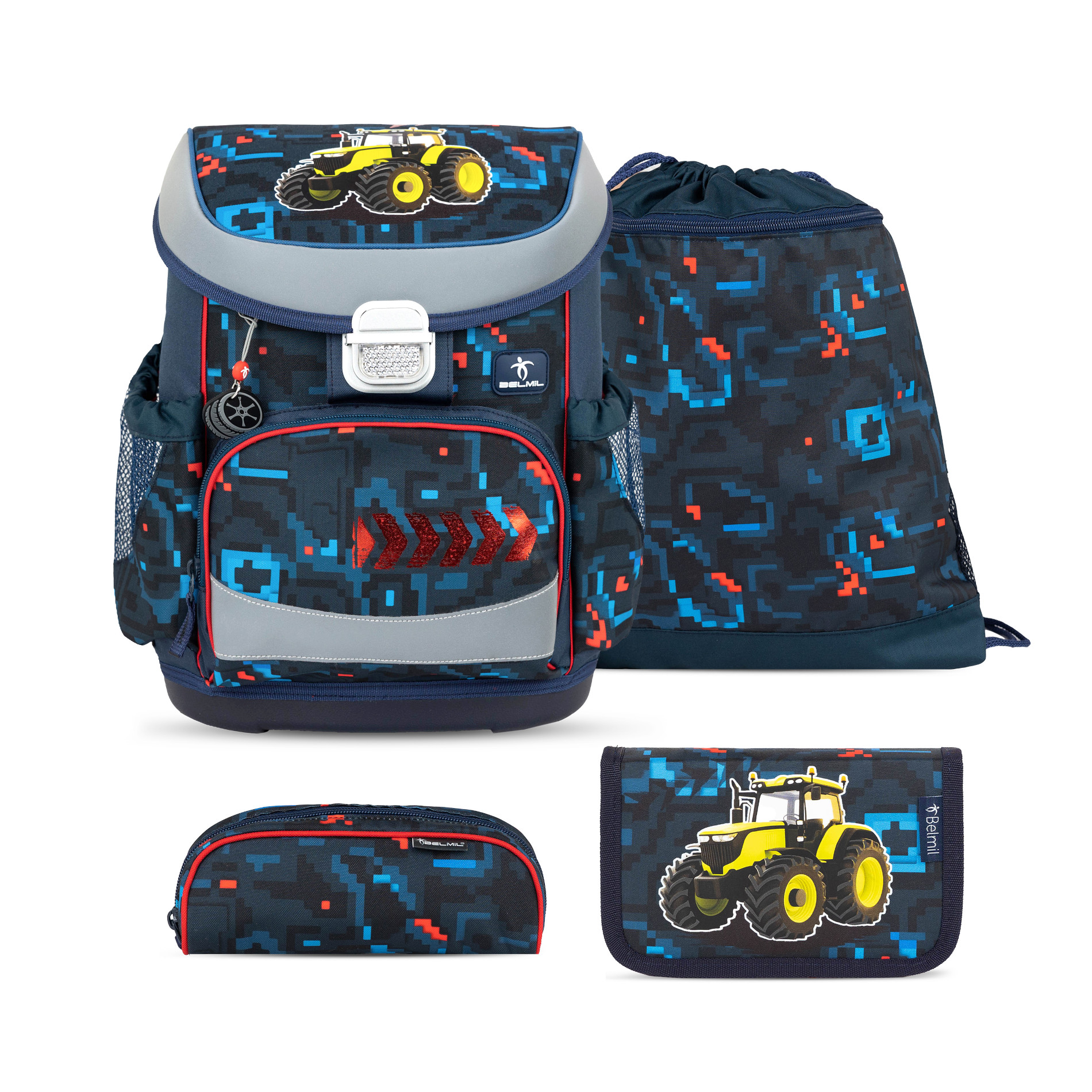 Belmil Mini-Fit ergonomisches Schulranzen-Set 4-teilig "PixelTrak"