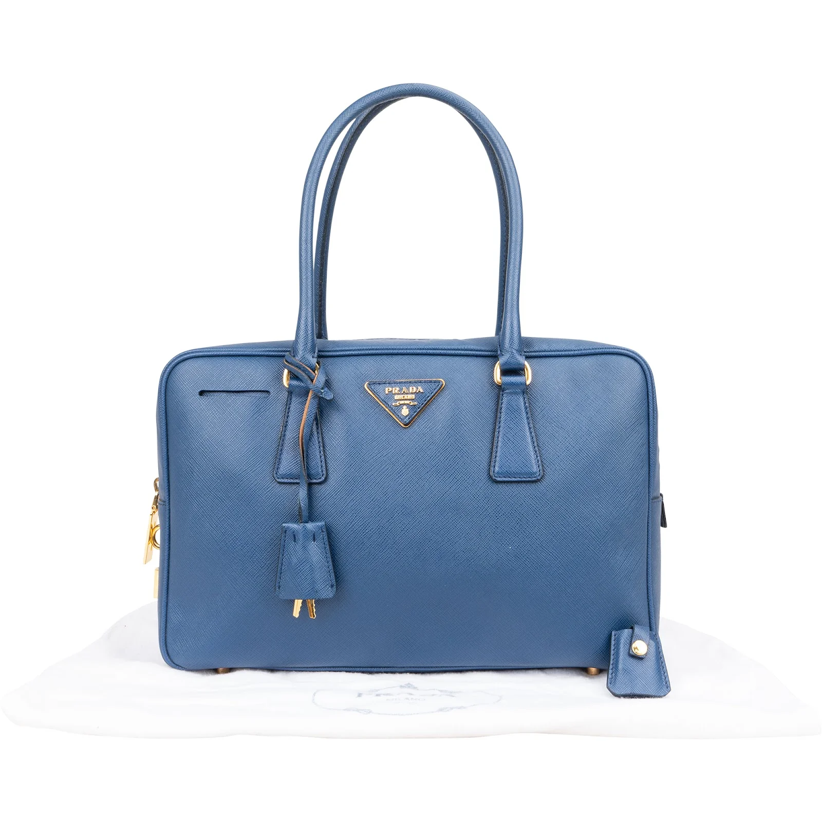 Prada Saffiano Leather Bauletto Satchel Handbag