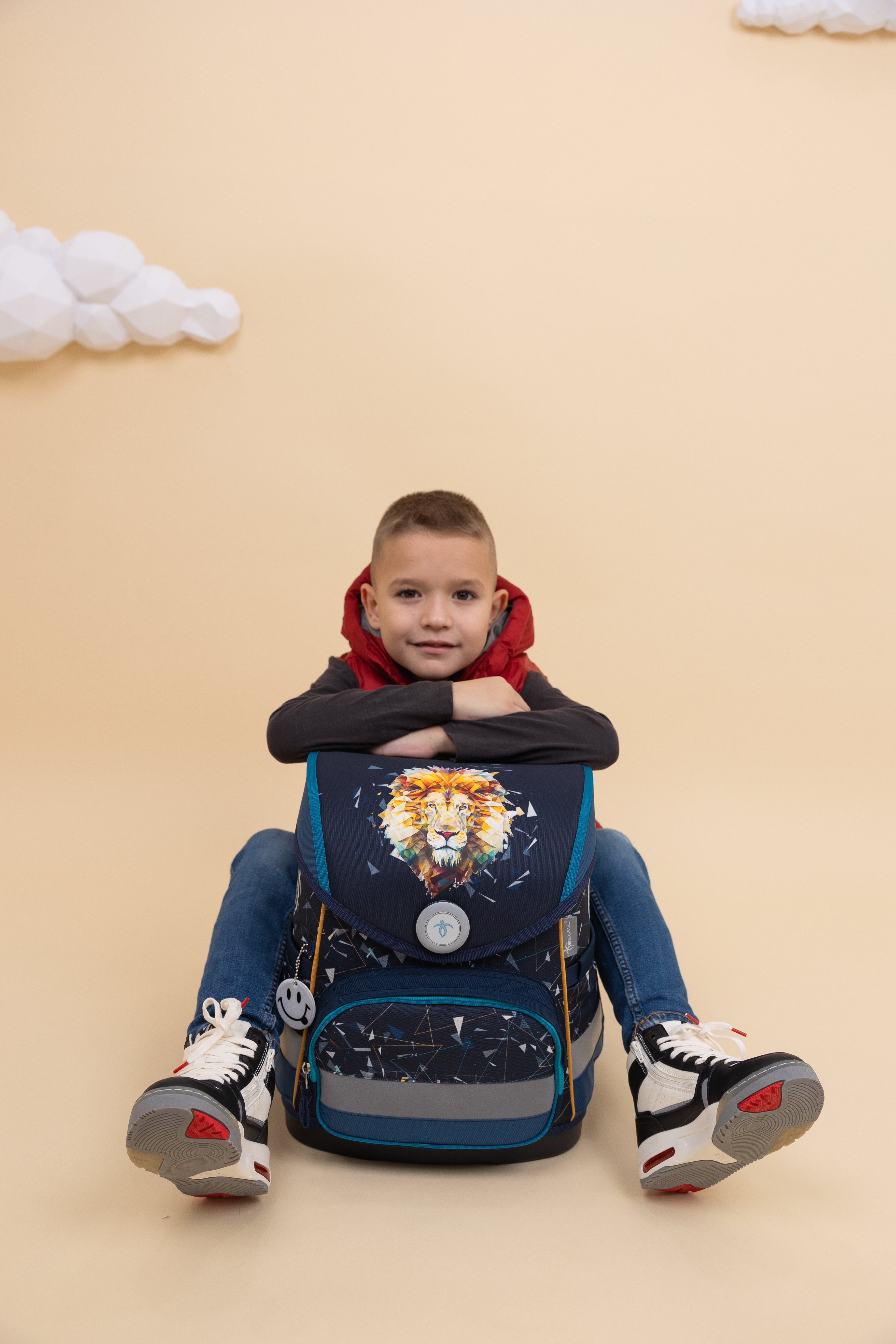 Compact satchel set 4-piece with chest strap - Lion