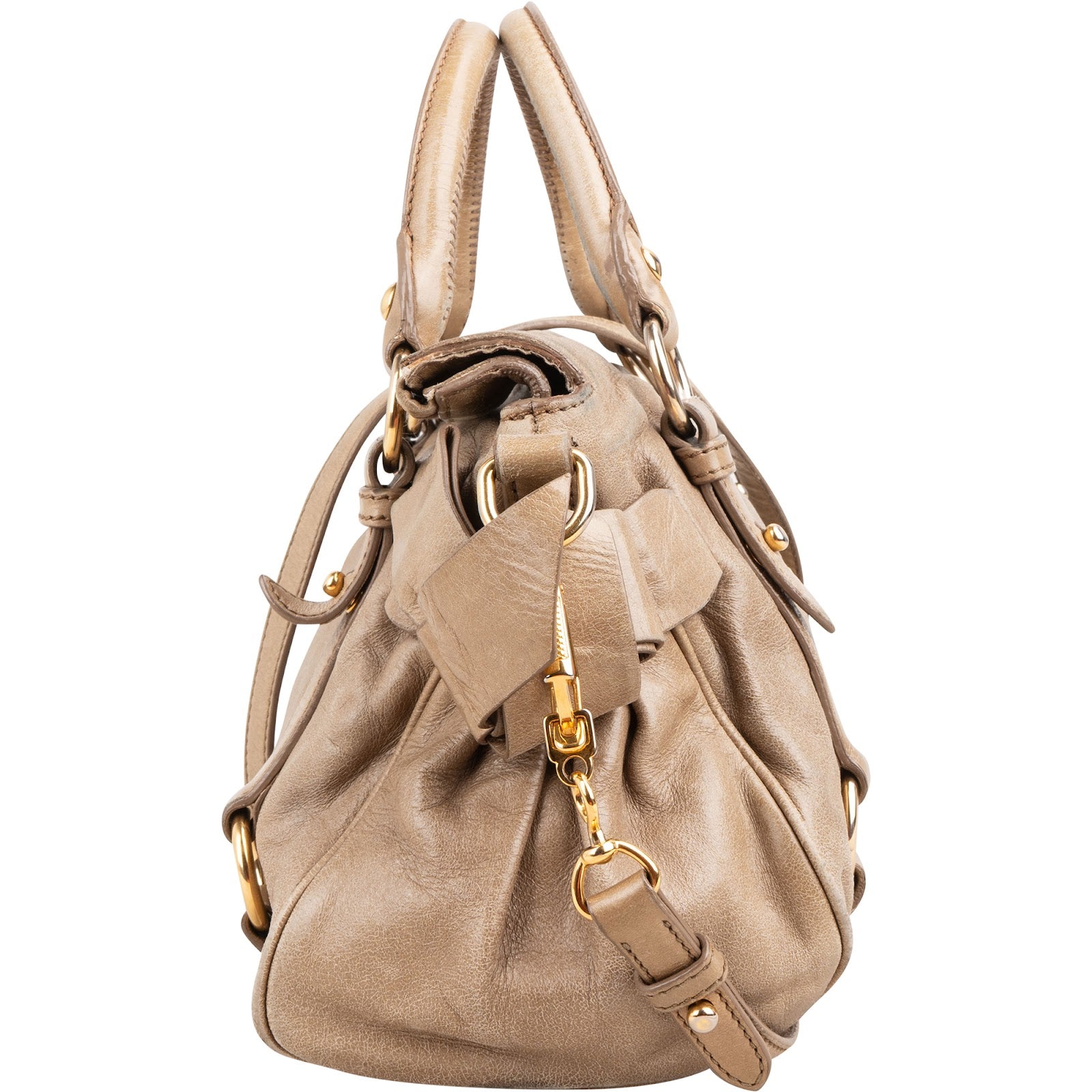 Miu Miu - Vitello Lux Bow Small Satchel Handbag