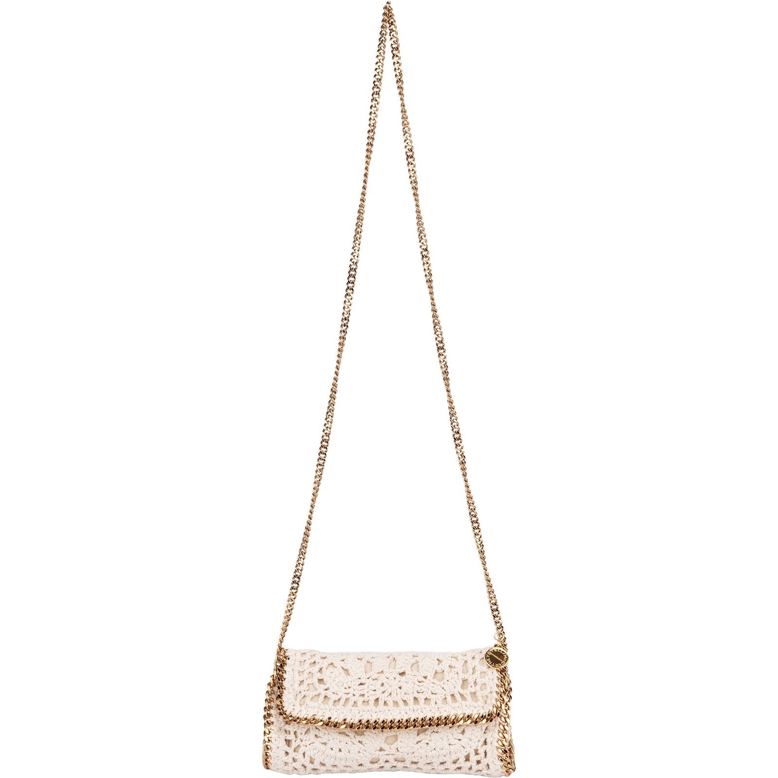 Stella McCartney Crochet Falabella Fold Over Clutch Crossbody Bag