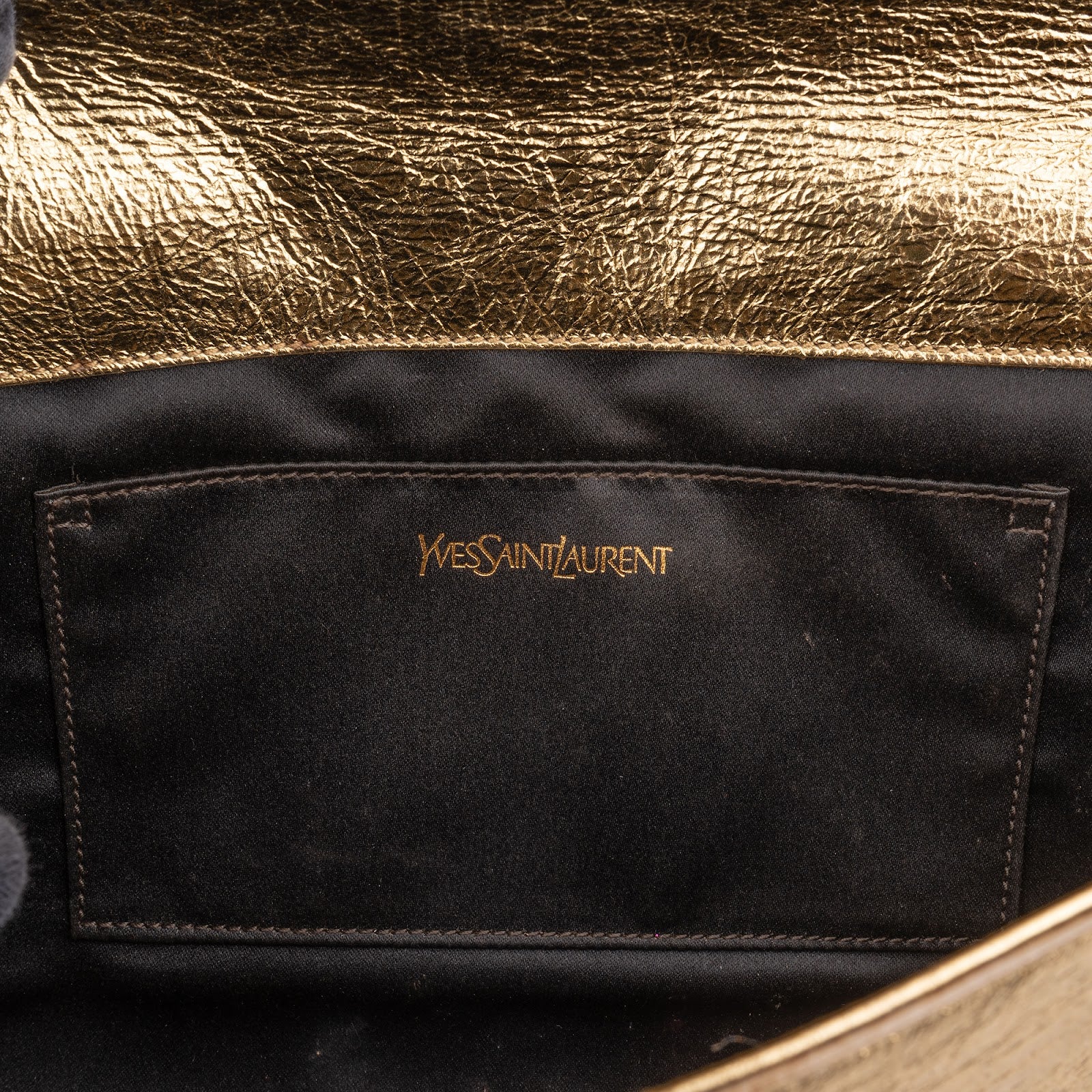 Yves Saint Laurent Crinkled Metallic Leather Cassandre Clutch