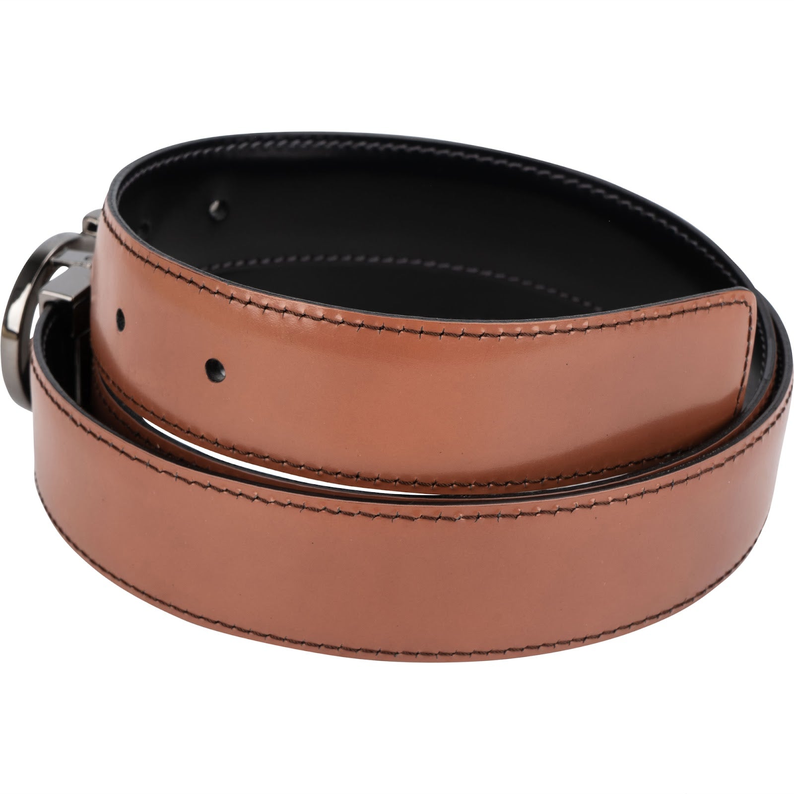 Salvatore Ferragamo Brown Leather Reversible Gancini Belt (90)