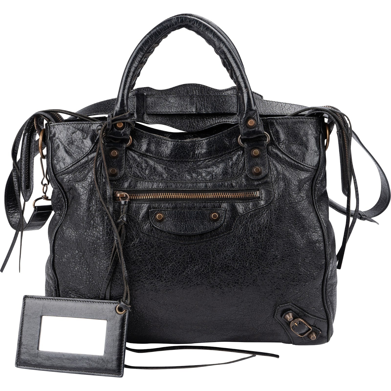 Balenciaga – czarna skórzana torba City Tote z serii Black Arena