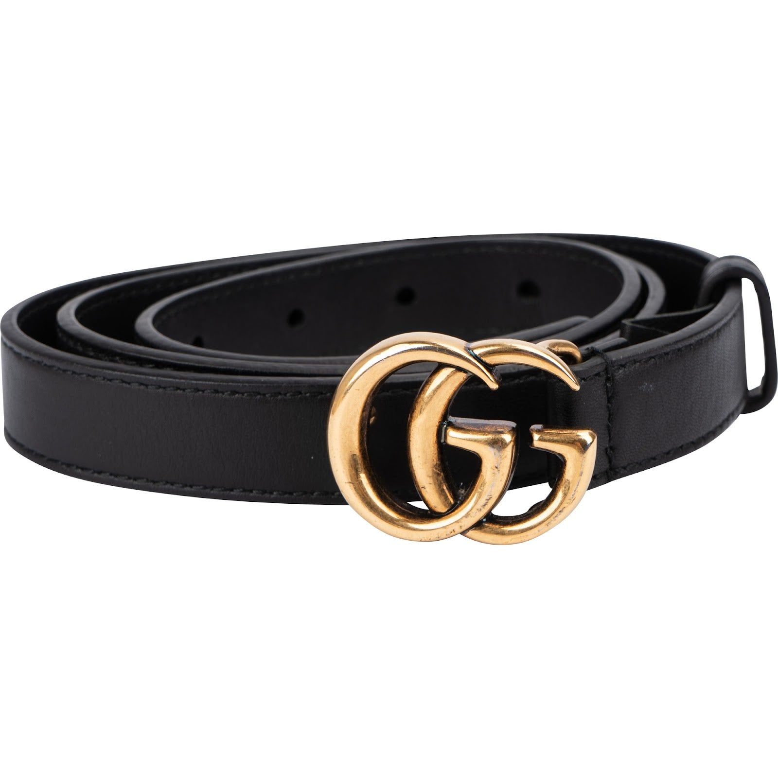 Gucci Black Leather GG Mini Marmont Gürtel (80 / 32)