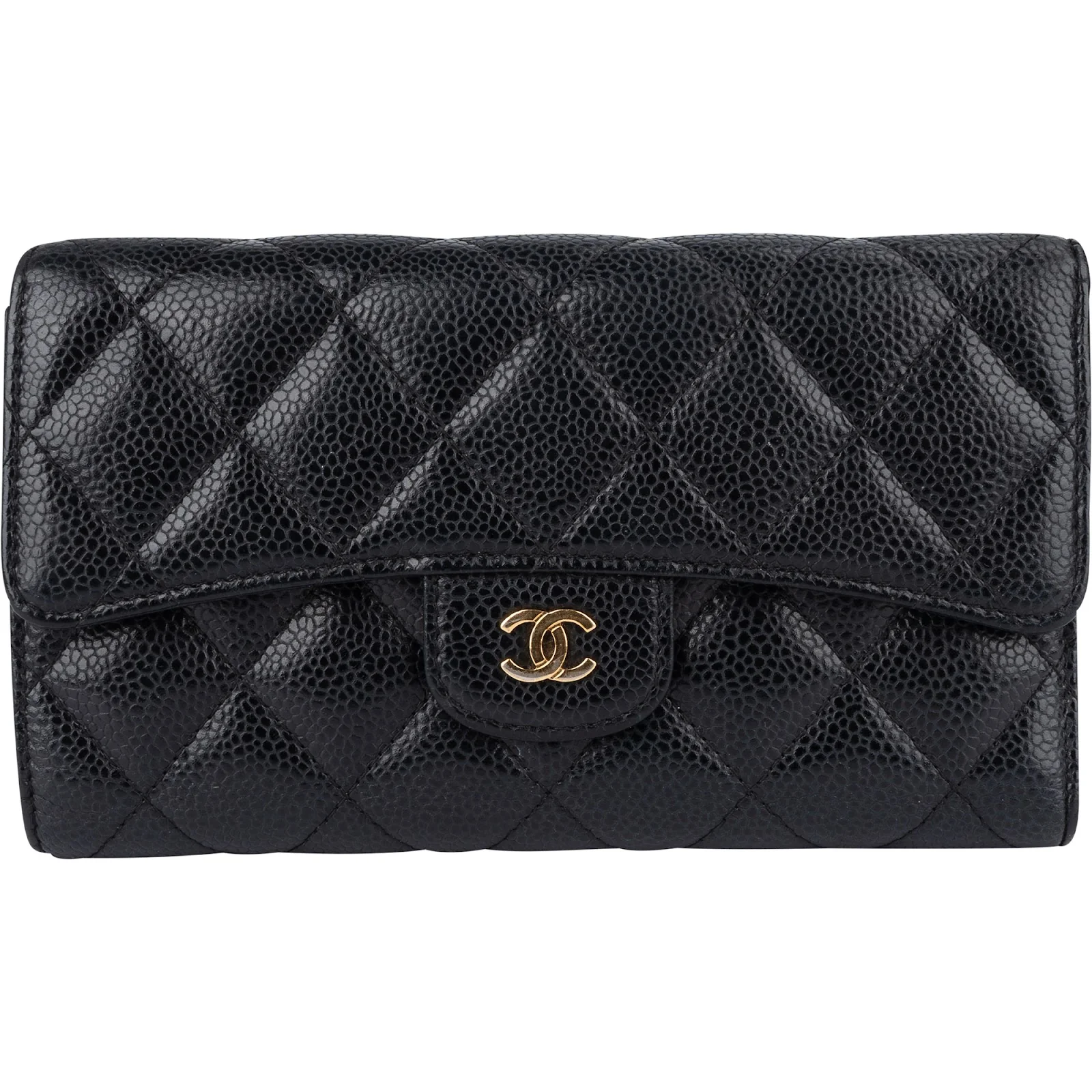 Chanel Quilted Caviar Leather CC Flap Wallet