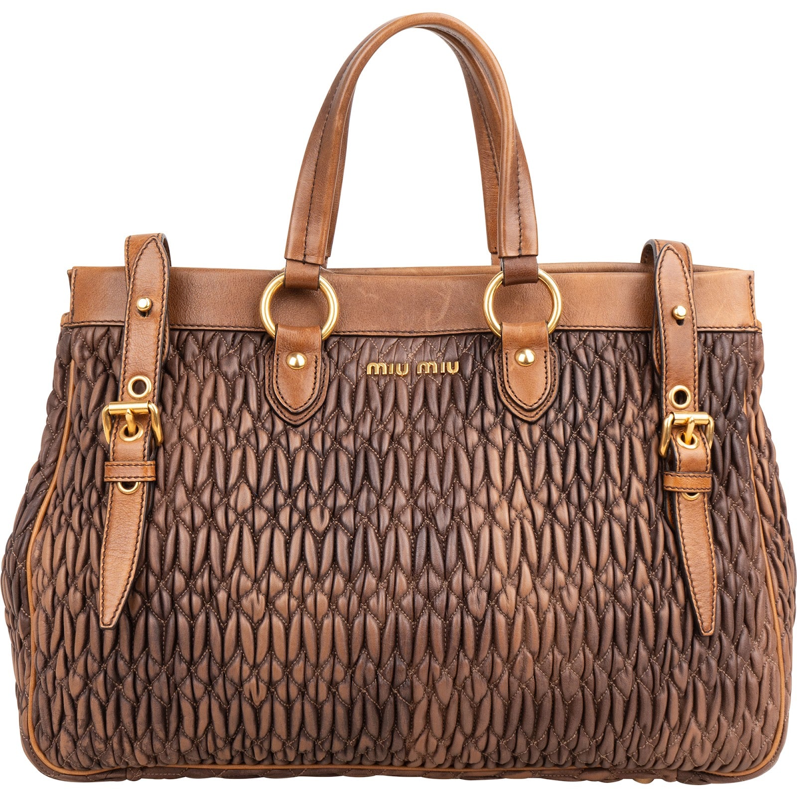 Miu Miu Matelassé Nappa Leather Bicolor Satchel