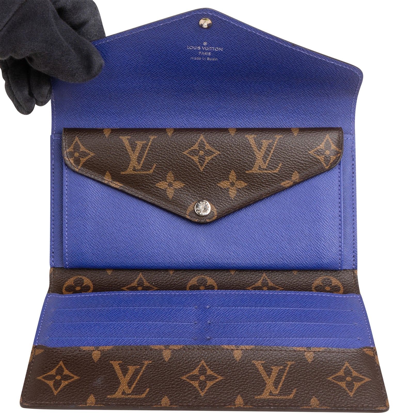 Louis Vuitton Blue Epi Leather Monogram Canvas Sarah Wallet