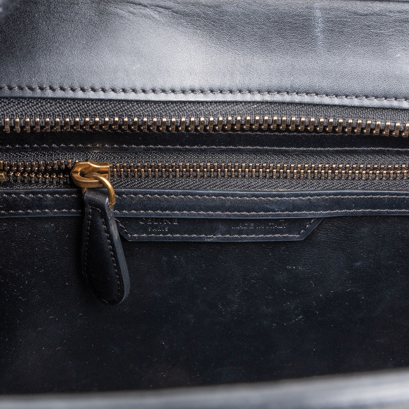 Céline Grained Tricolor Leather Luggage Handbag