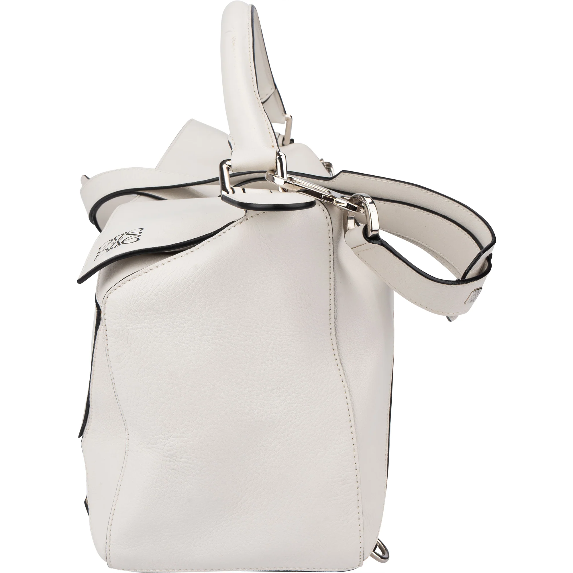 Loewe White Leather Puzzle Handbag