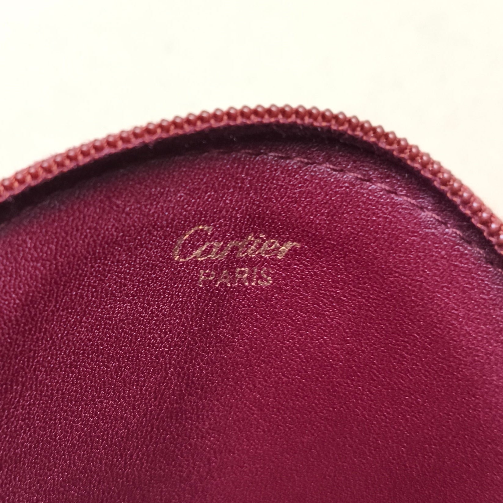 Must de Cartier Bordeaux Leather Coin Purse Wallet