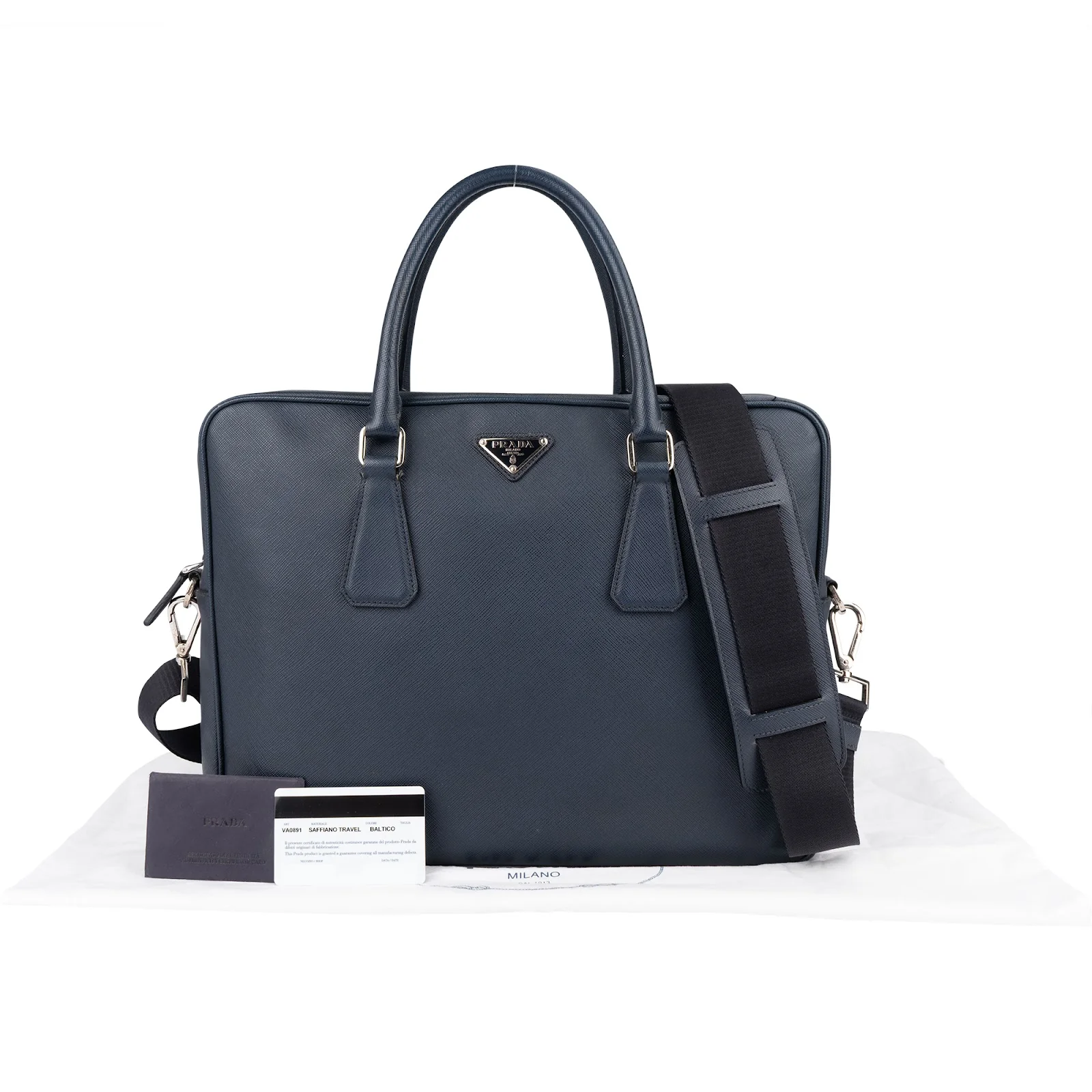 Prada Bleu Saffiano Leather Notebook Tasche