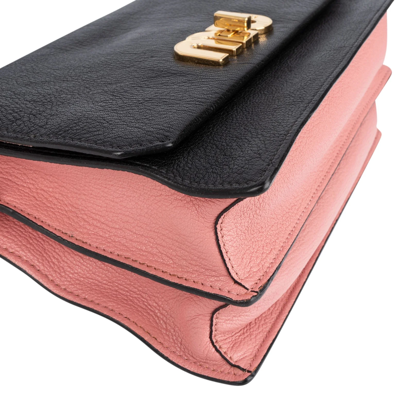 Miu Miu Black Madras Leather Top Handle Crossbody Bag