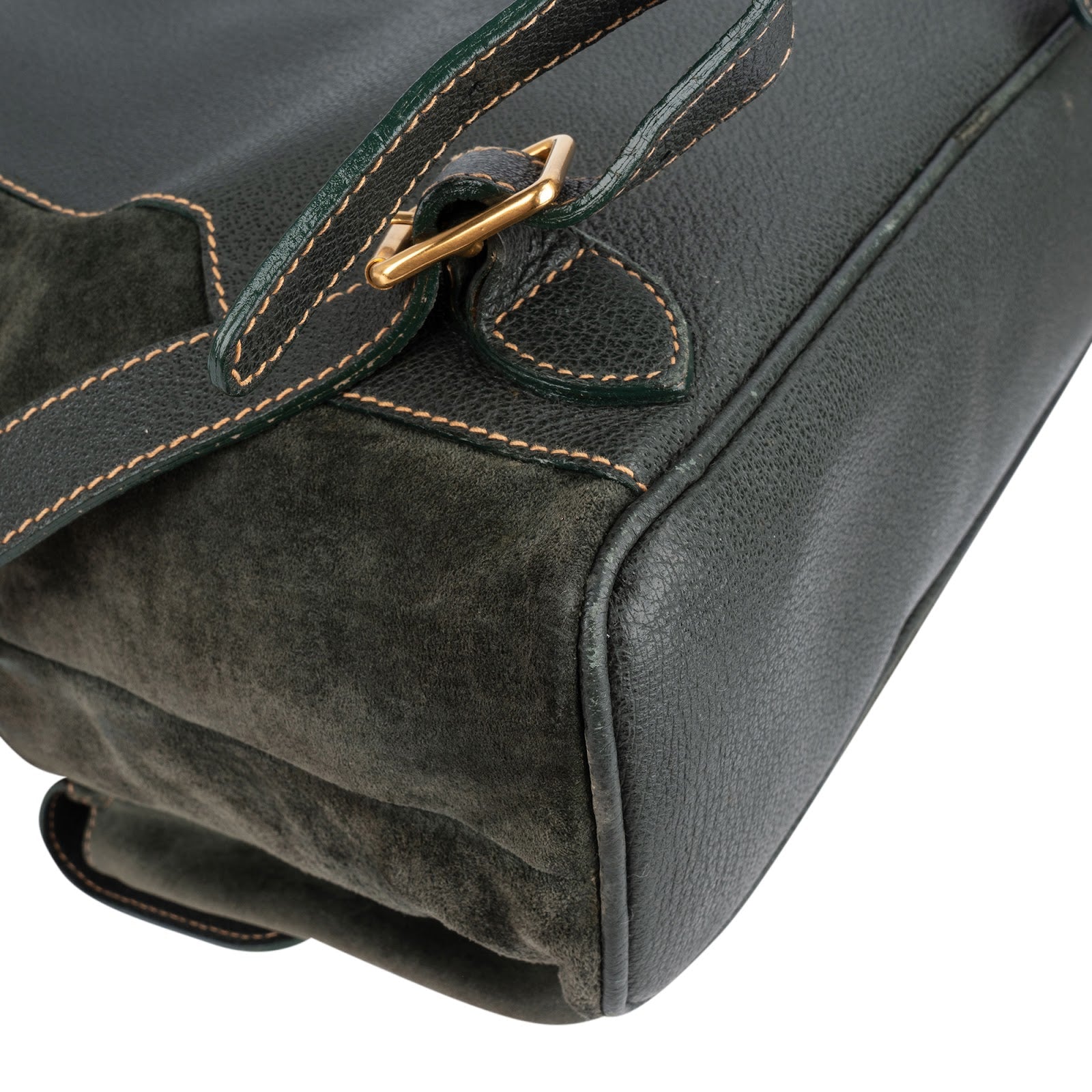 Gucci Green Suede Bamboo Backpack