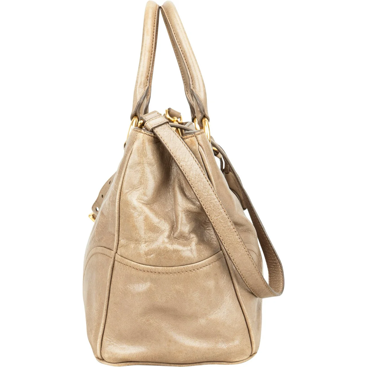 Miu Miu Vitello Lux Leather Tote Handbag