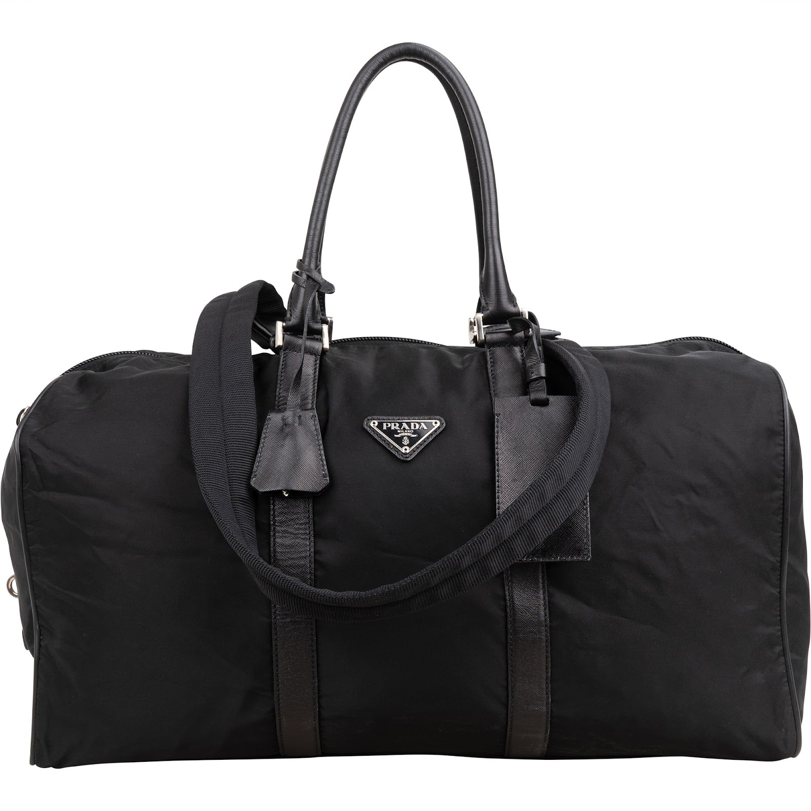 Prada Nylon Triangle Duffle Weekender 50