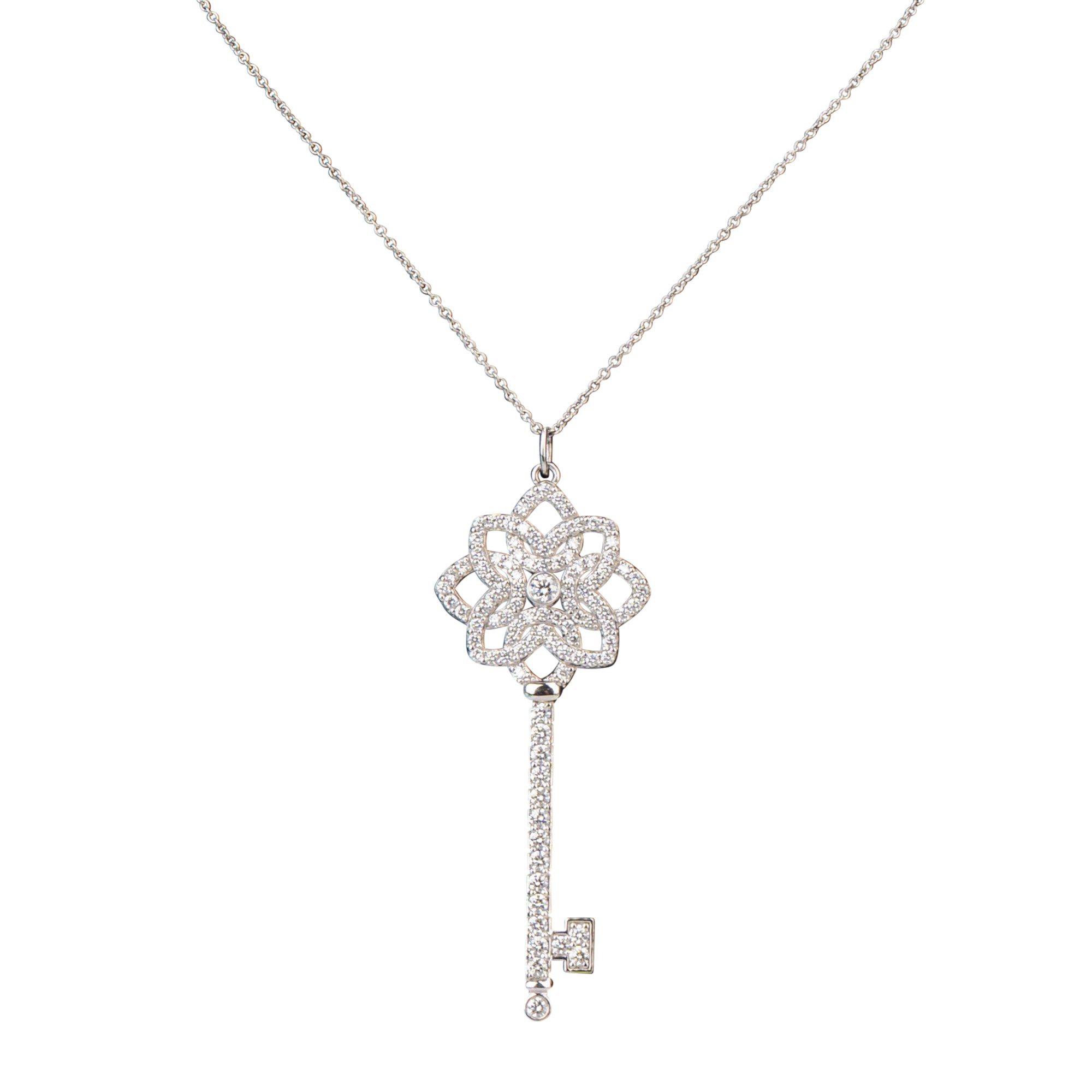 Tiffany & Co. 950 Platinum Crystal Woven Key Necklace