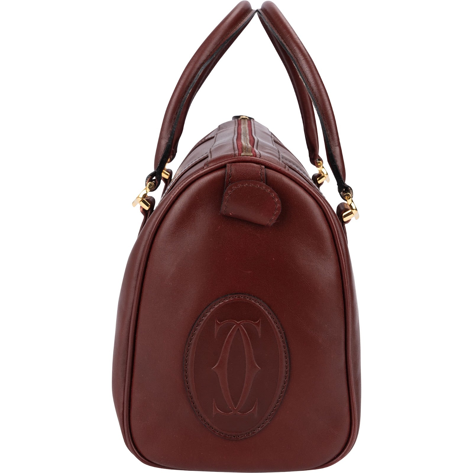 Cartier Bordeaux Leather Must de Cartier Boston Handbag