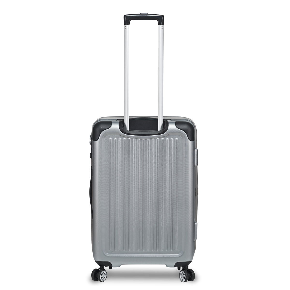 3-tlg. Hartschalen-Koffer-Set mit 4 Rollen, Stripe - Silber