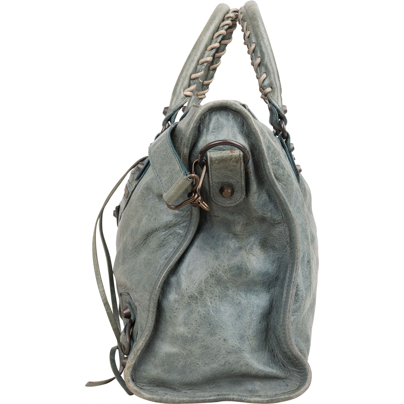 Balenciaga Petrol Leather City Handbag
