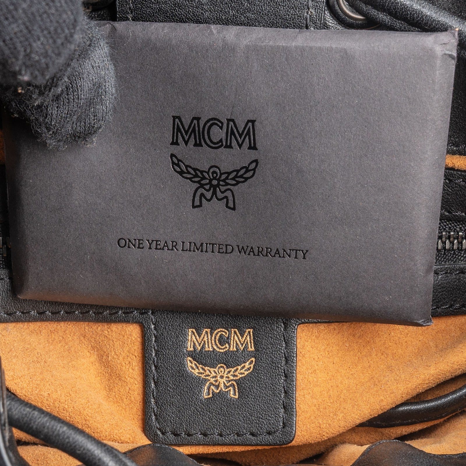 MCM Black Monogram Visetos Studded Crystal Small Bucket Crossbody Bag