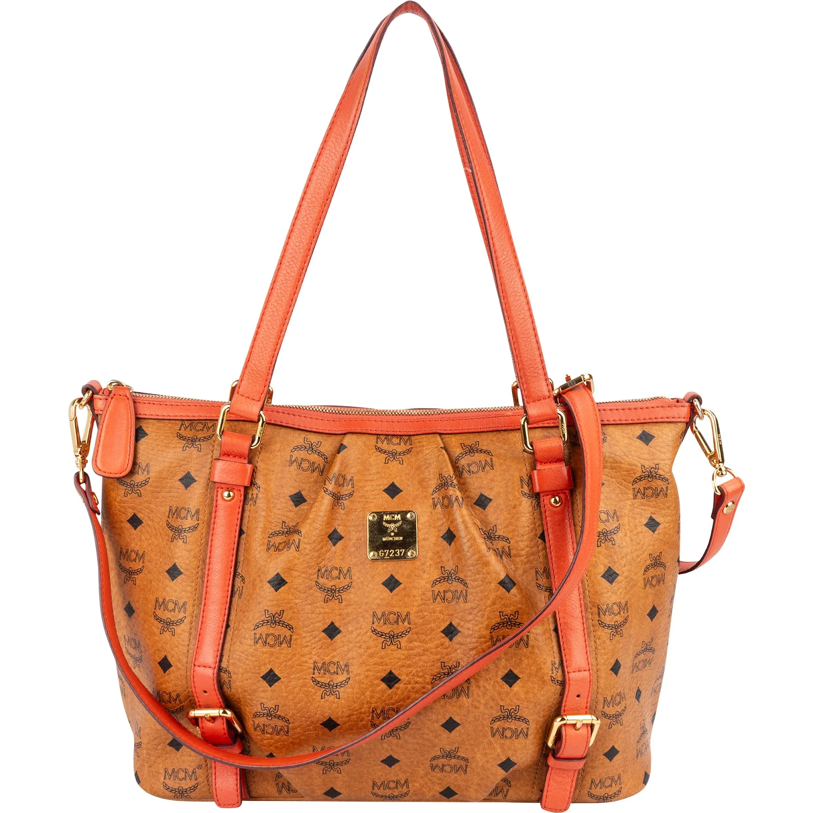 MCM Visetos Monogram Top Zip Shopper Shoulder Bag