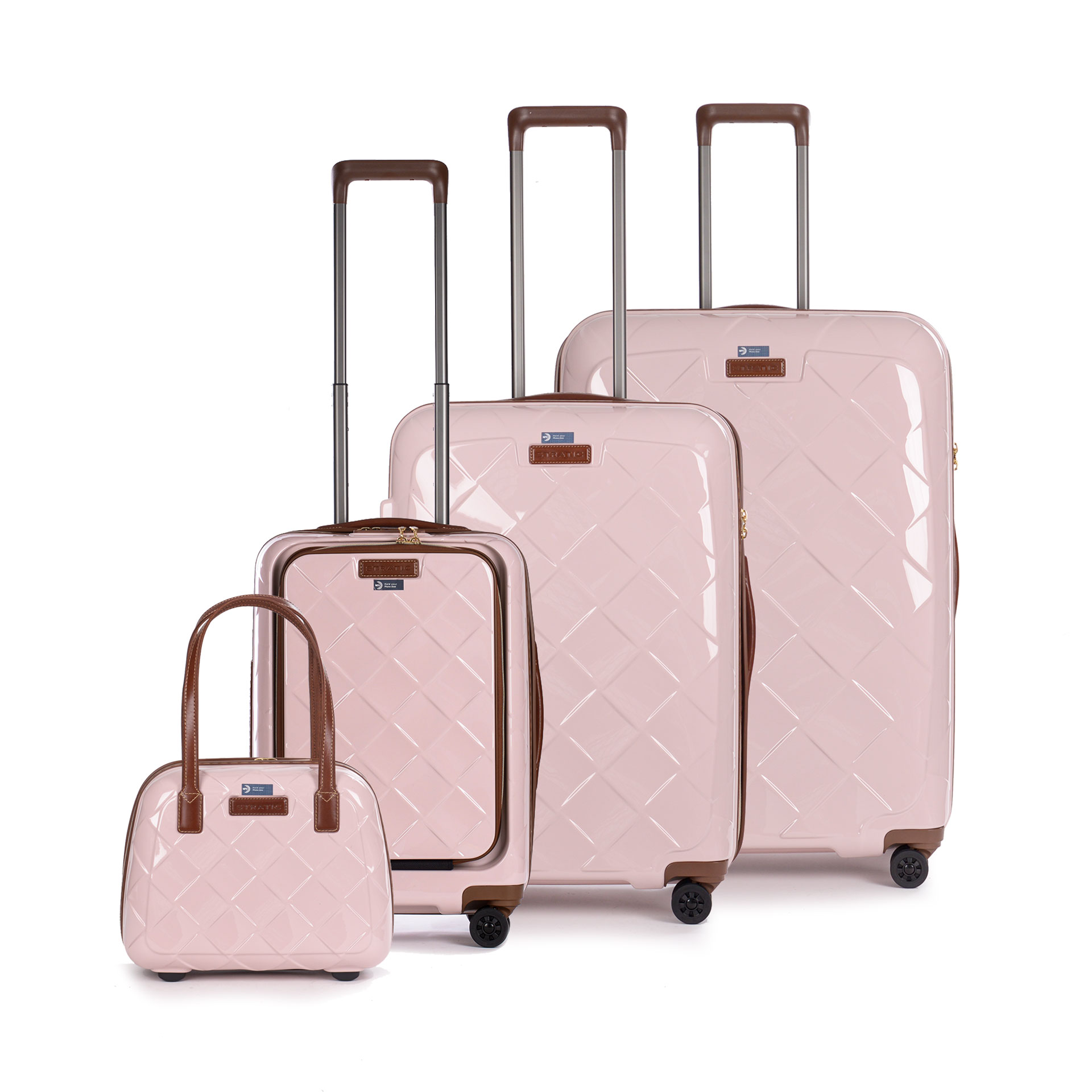 Leather&More - Koffer-Set 4-teilig (S mit Vortasche, M, L, Beautycase) - Rosa