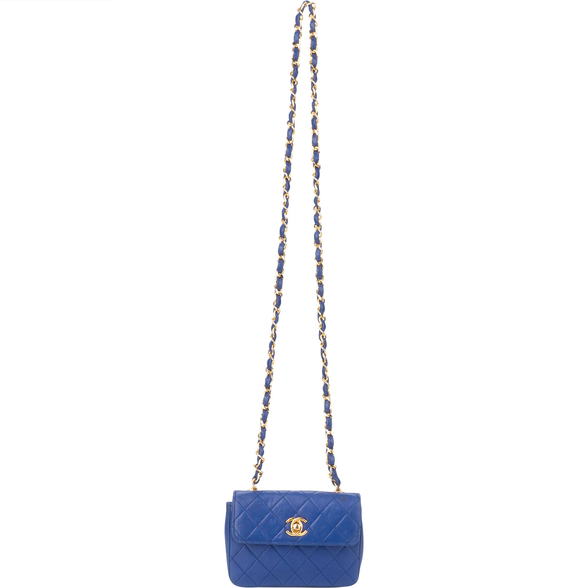 Chanel Quilted Lambskin 24K Gold Mini Single Flap Crossbody Bag
