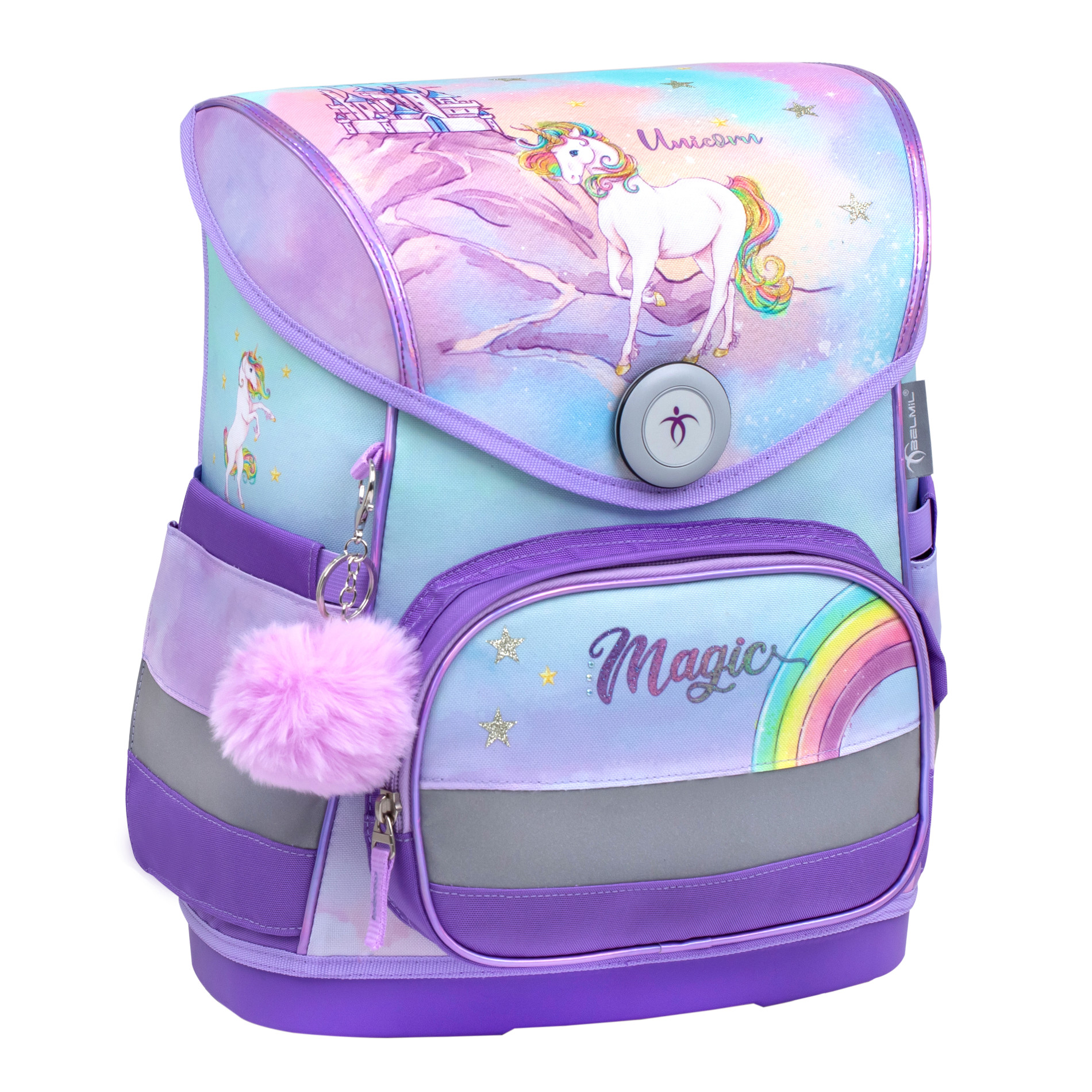 Compact ergonomisches Schulranzenset 4tlg. - Rainbow Unicorn Magic
