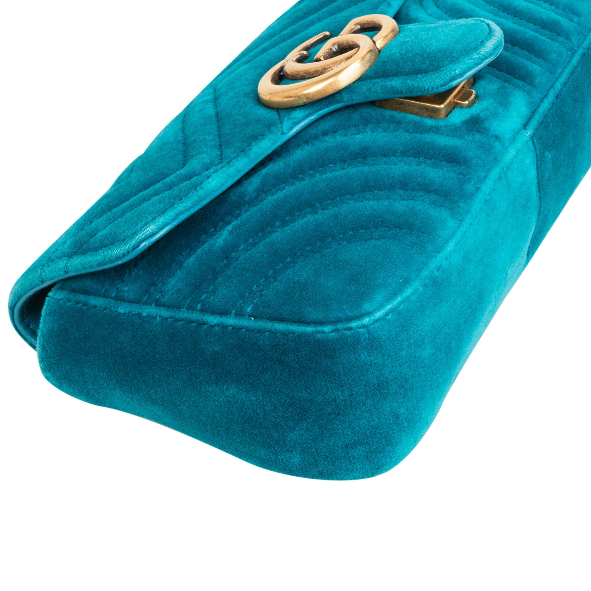 Gucci Chevron Velvet GG Marmont Small Crossbody Bag