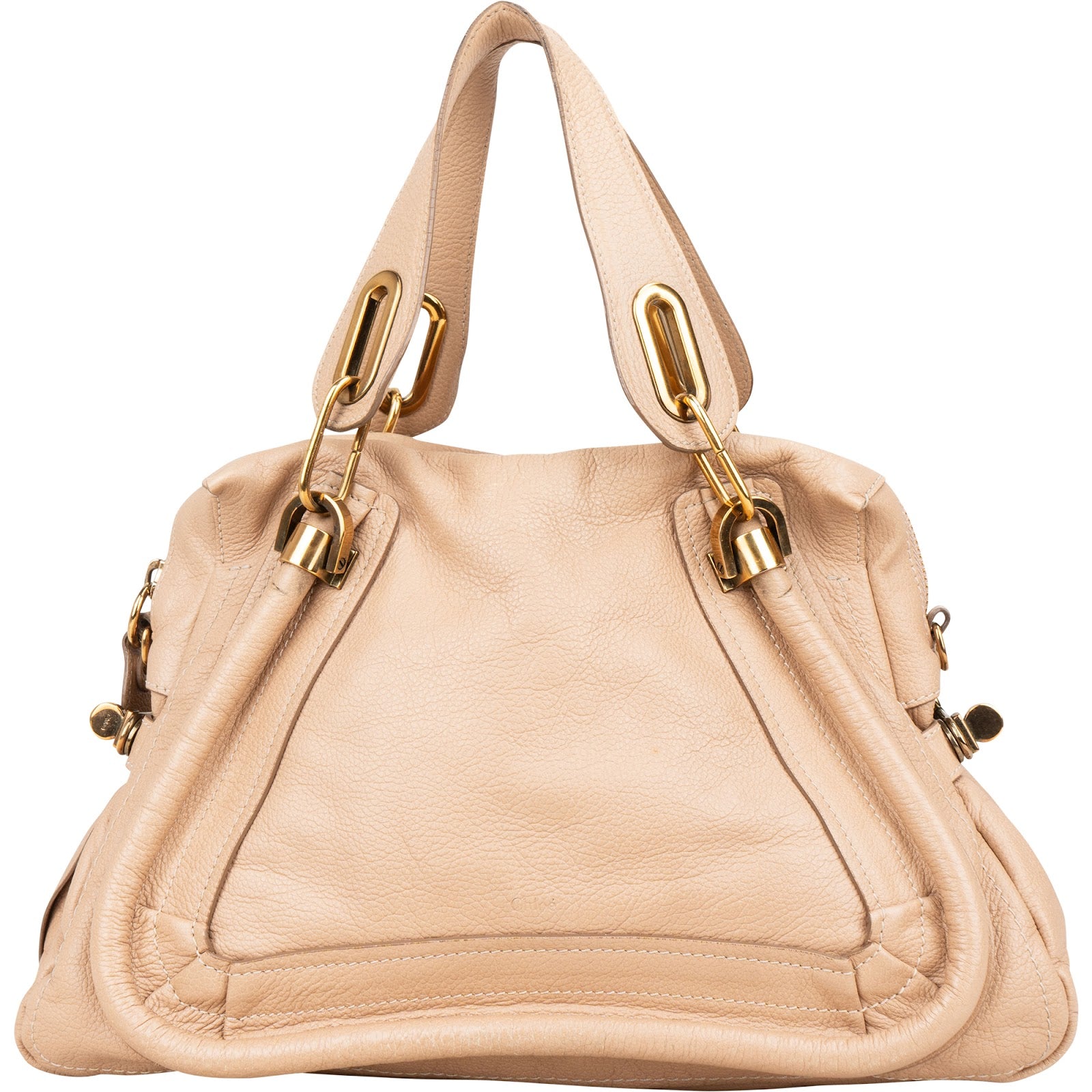 Chloé Beige Pebbled Leather Paraty Handbag