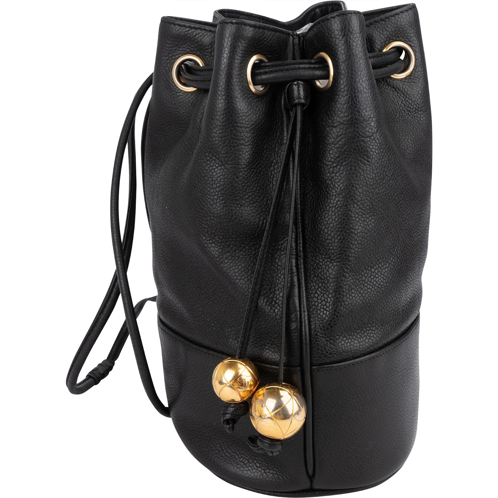 Chanel Caviar Leather CC Drawstring Bucket Crossbody Bag