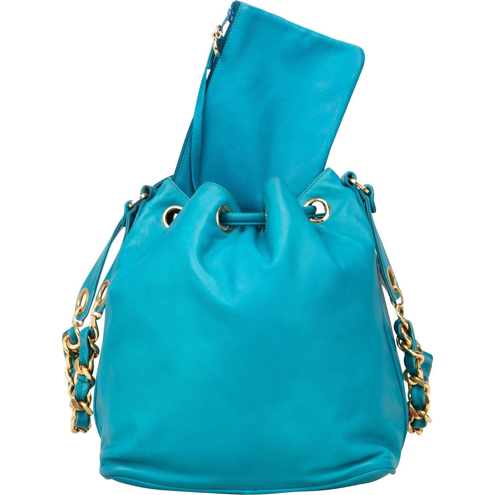 Chanel Lambskin Leather CC Drawstring Bucket Crossbody Bag