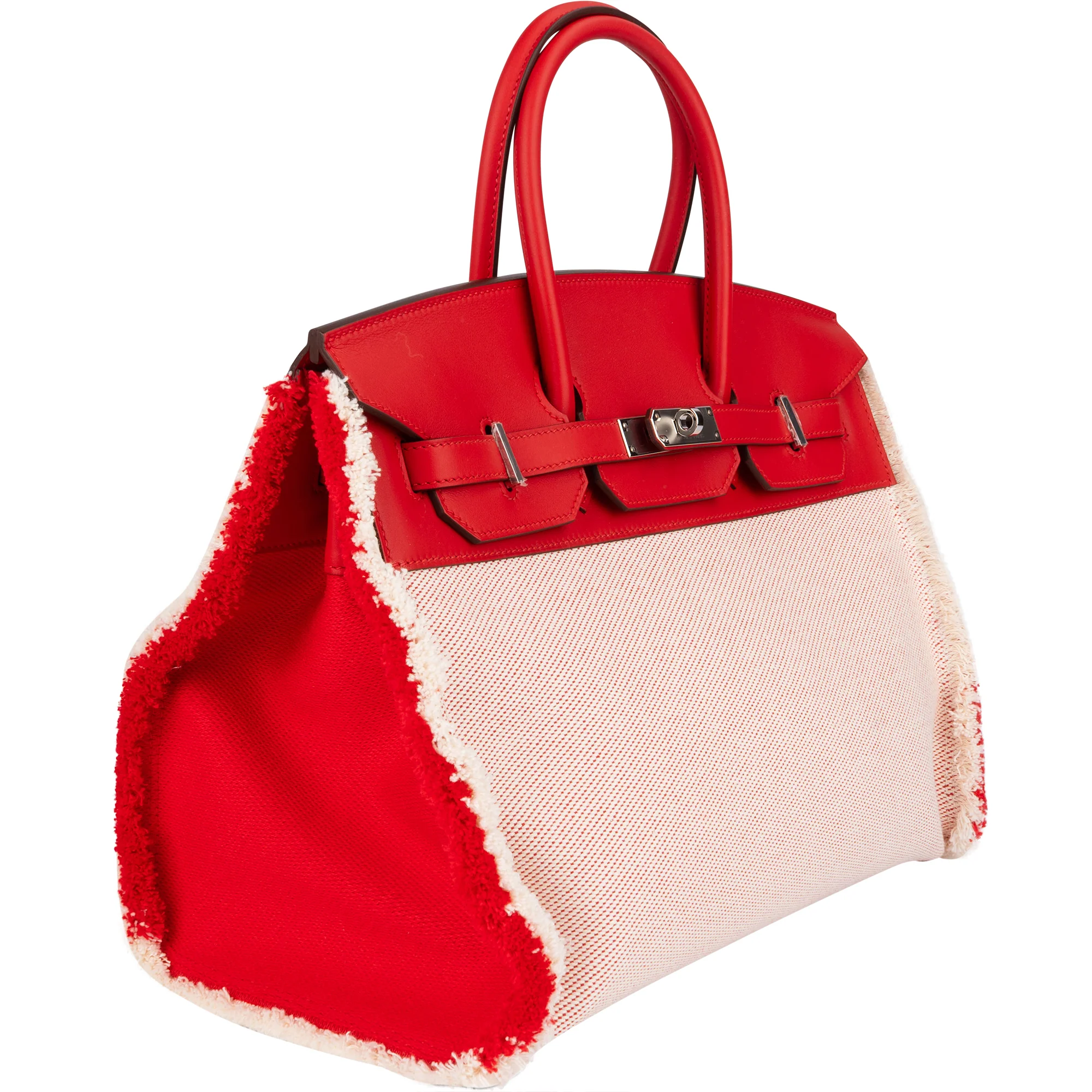 Hermès Fray Swift / Toile H Rouge de Coeur Birkin 35 Handbag