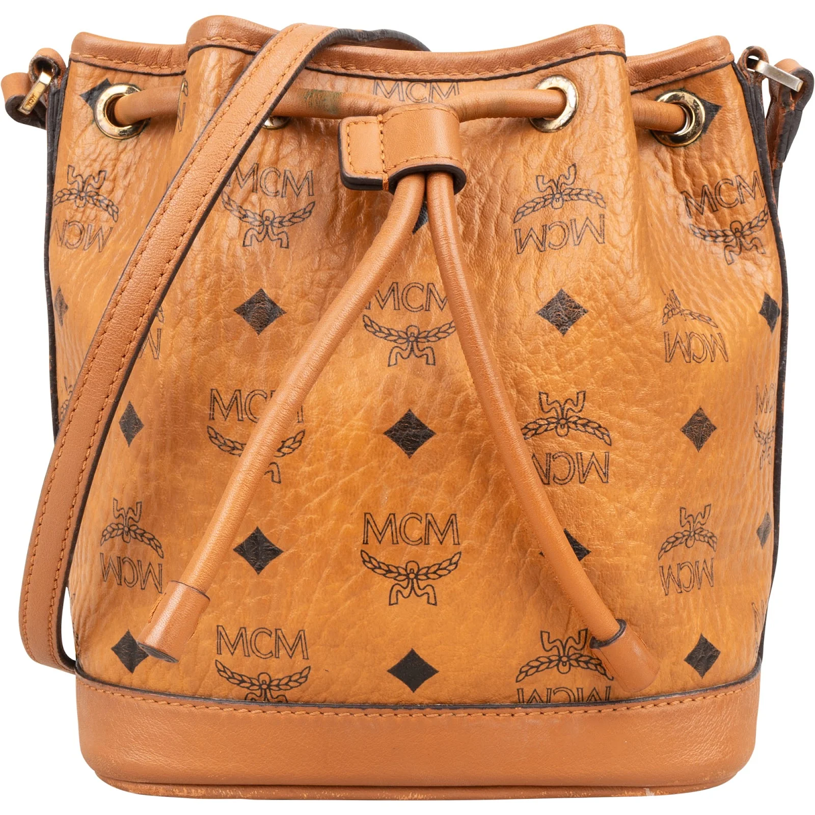 MCM Monogram Visetos Mini Drawstring Bucket Crossbody Bag