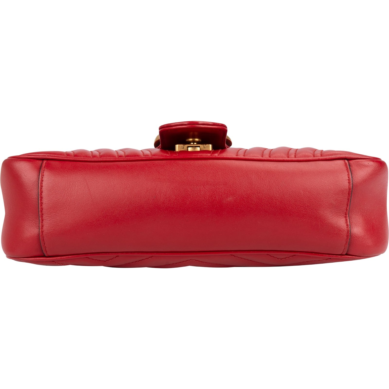 Gucci Red Quilted Leather Marmont GG Small Flap Crossbody Bag