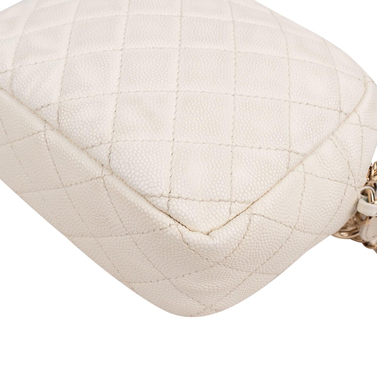 Chanel Quilted Caviar Leather Small Round Camera Crossbody Bag