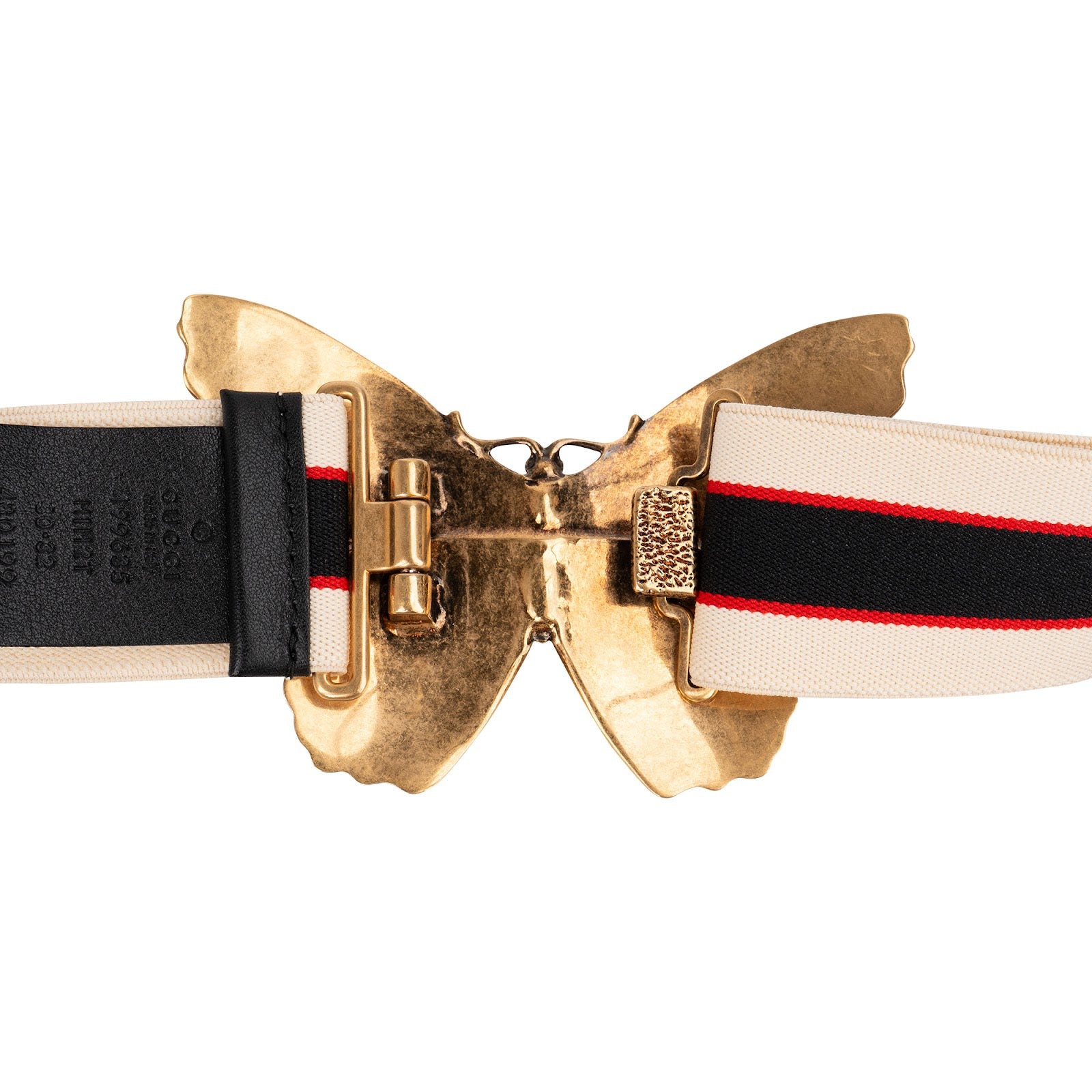 Gucci Multicolor Elastic Stoff Butterfly Buckle Web Gürtel