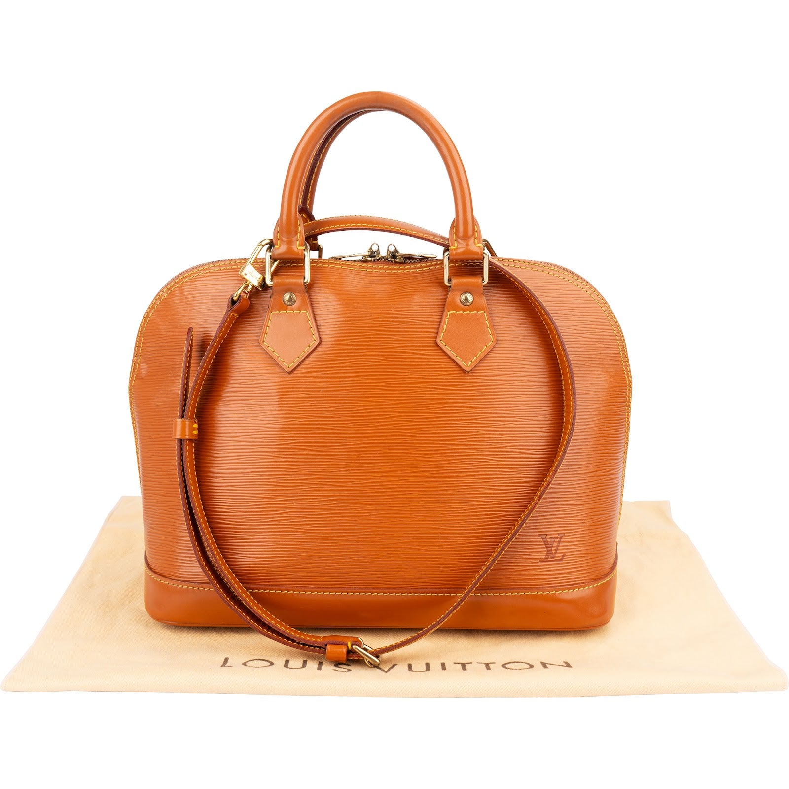 Sac à main Alma PM Louis Vuitton en cuir Epi couleur cognac