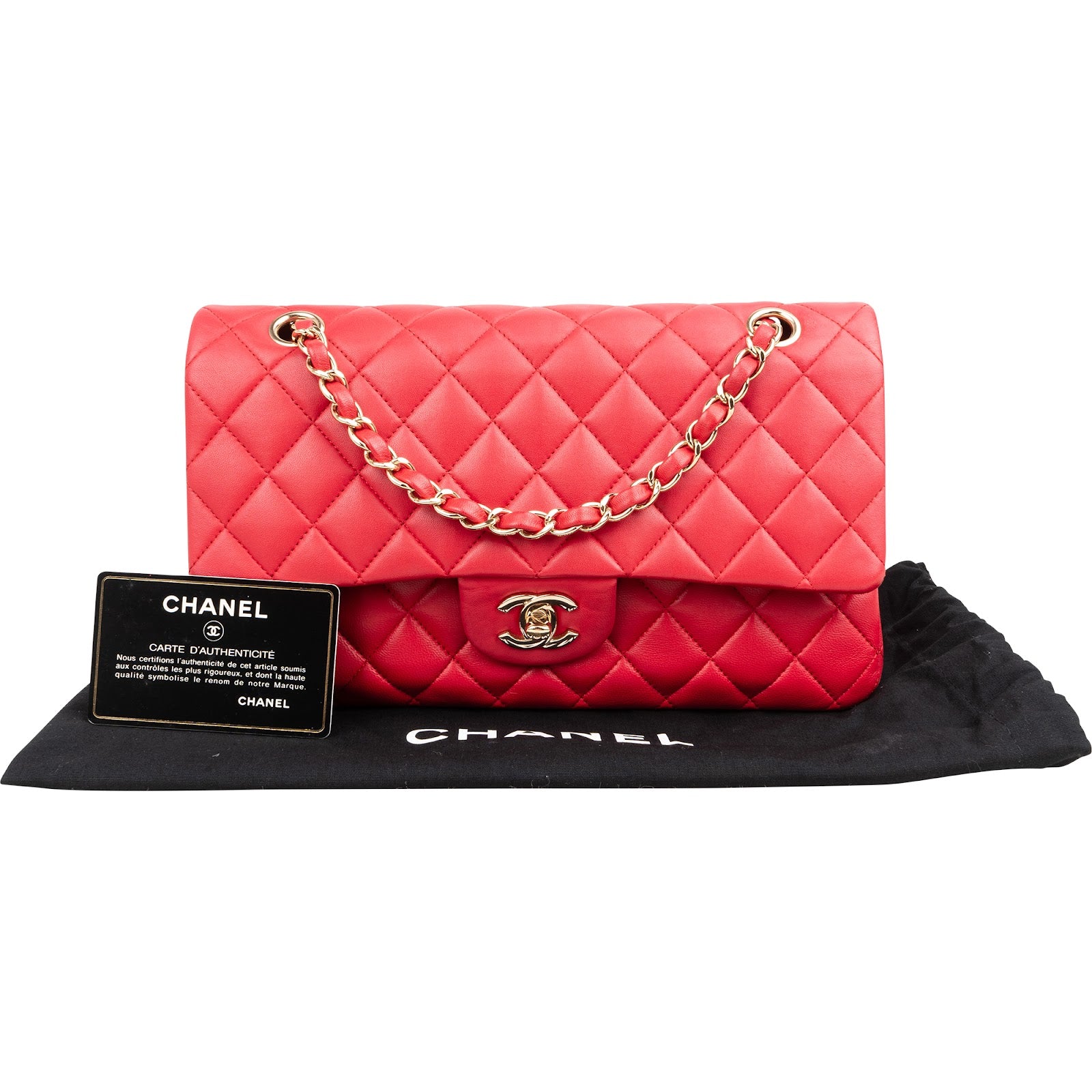 Chanel Quilted Lambskin Medium Double Flap Shoulder Bag Hot Pink