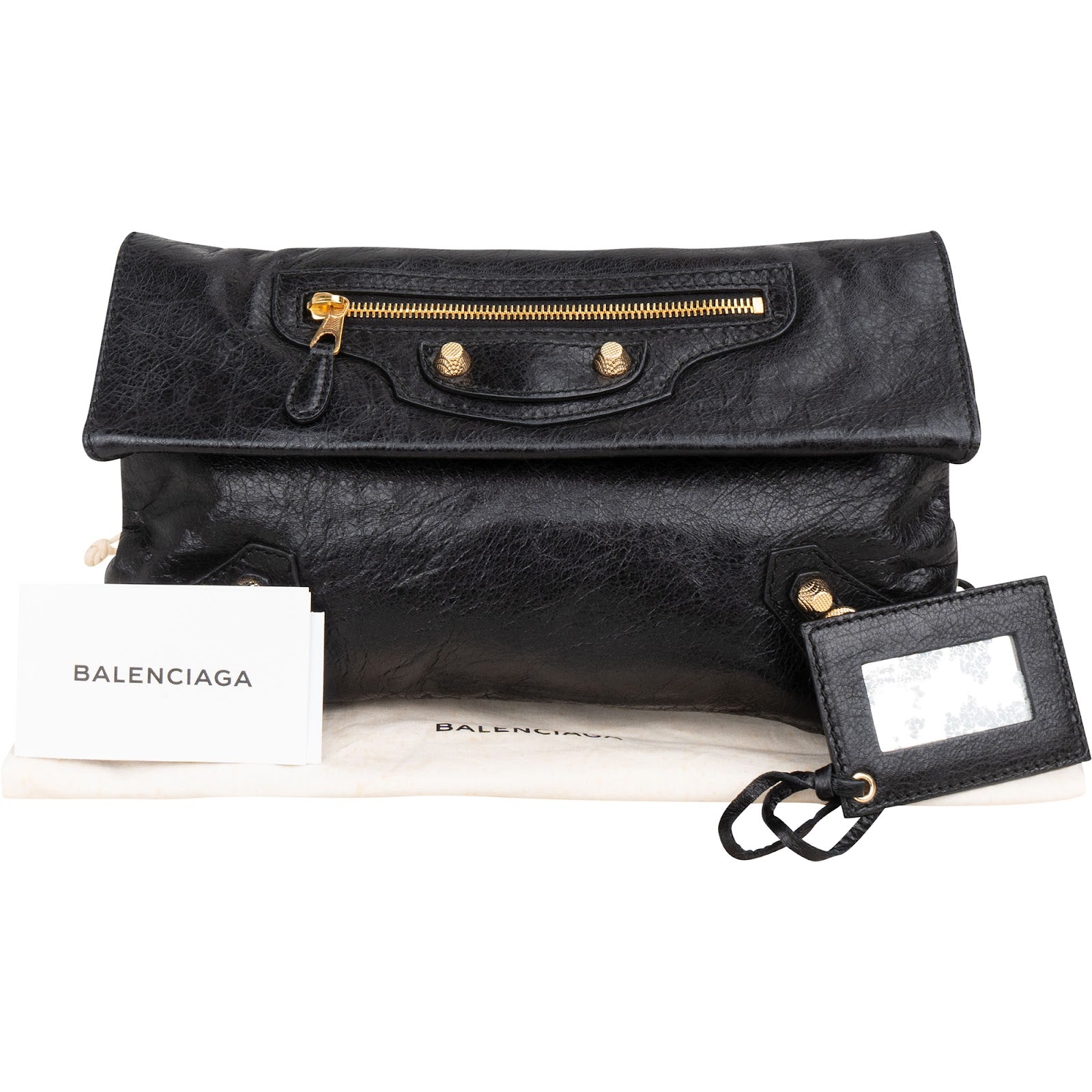 Balenciaga Black Leather City Clutch Bag