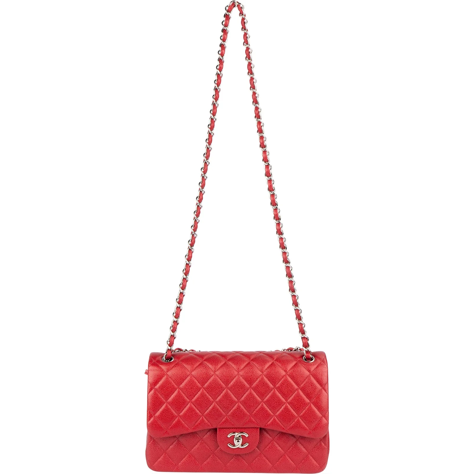 Chanel Caviar Leather Jumbo Double Flap Crossbody Bag