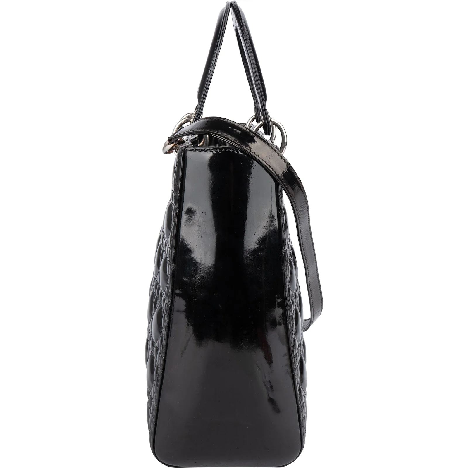 Christian Dior Quilted Patent Leather Lady Dior Handbag