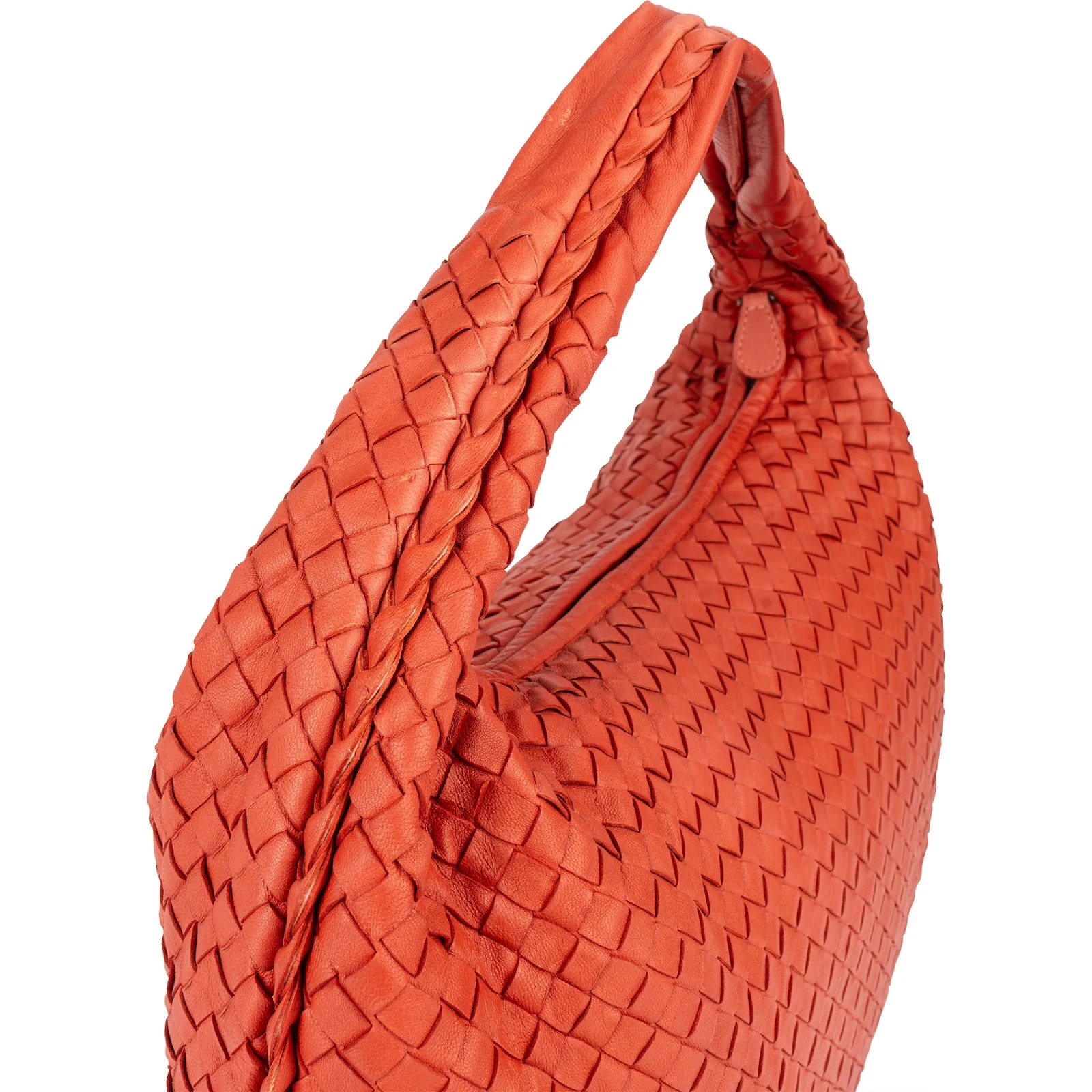 Bottega Red Intrecciato Leather Veneta Belly Hobo Handbag