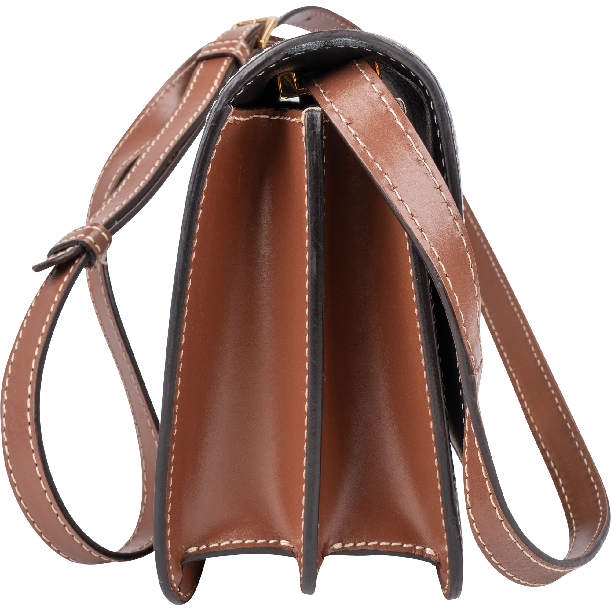 Burberry Canvas Bicolor Leather Small TB Crossbody Bag